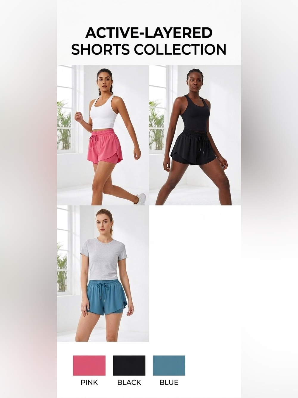 Athletic shorts / 3 pair bundle / different colors